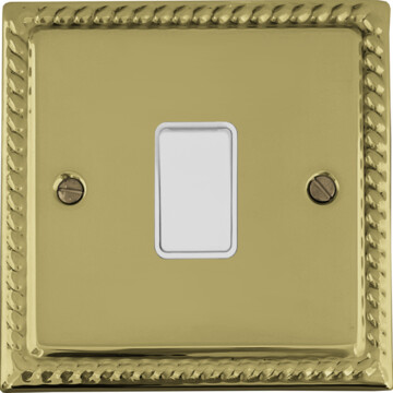 monarch polished brass light switch (1 gang/white switch) front fc20825
