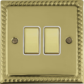 monarch polished brass switch (2 gang/white inserts) front fc20825