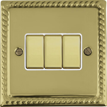 monarch polished brass switch (3 gang/white inserts) front fc20825