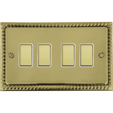 monarch polished brass switch (4 gang/white inserts) front fc20825
