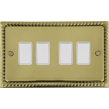 monarch polished brass light switch (4 gang/white switches) front fc20825
