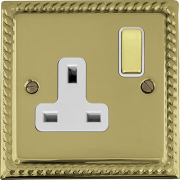 monarch polished brass socket (1 gang/white inserts) front fc20825