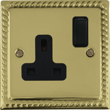 monarch polished brass single socket (black switch) front fc20825