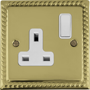 monarch polished brass single socket (white switch) front fc20825