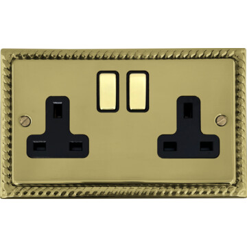 monarch polished brass socket (2 gang) front fc20825