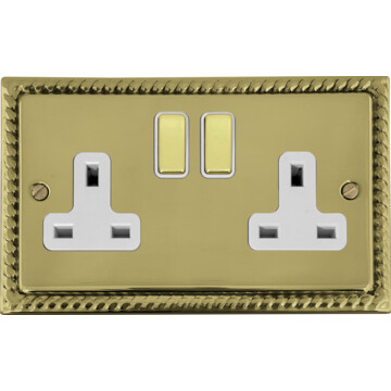 monarch polished brass socket (2 gang/white inserts) front fc20825