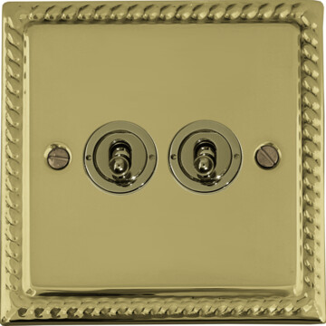 monarch polished brass toggle (2 gang) front fc20825