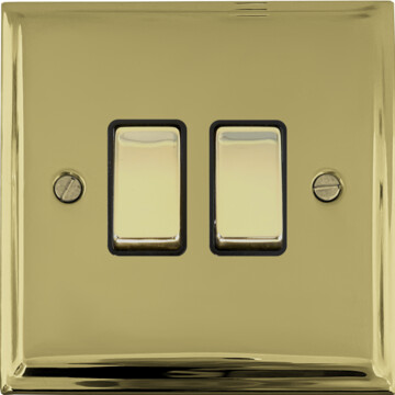 deco polished brass light switch (2 gang/brass switches) front fc20825