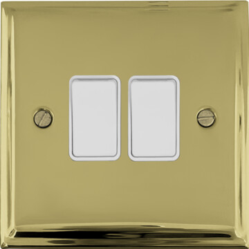 deco polished brass light switch (2 gang/white switches) front fc20825
