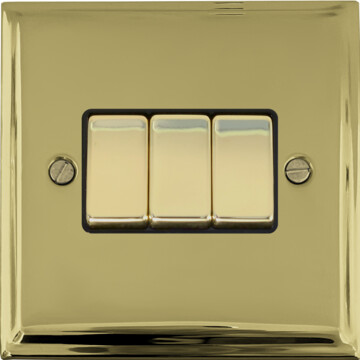 deco polished brass light switch (3 gang/brass switches) front fc20825