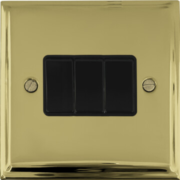 deco polished brass light switch (3 gang/black switches) front fc20825