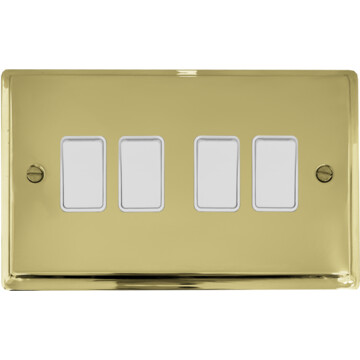deco polished brass light switch (4 gang/white switches) front fc20825