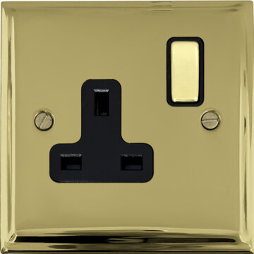 deco polished brass single socket (brass switch) front fc20825