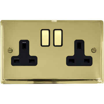 deco polished brass double socket (brass switches) front fc20825