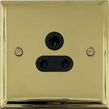 deco polished brass 5a 3 pin socket (black insert) front fc20825