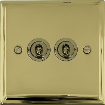 deco polished brass toggle switch (2 gang) front fc20825