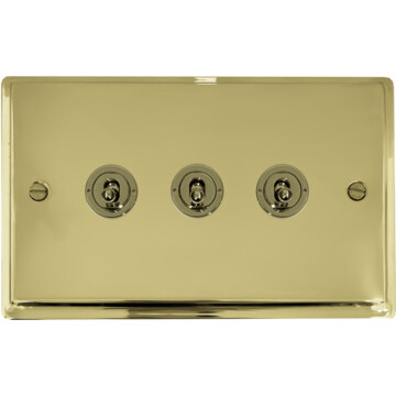 deco polished brass toggle switch (3 gang) front fc20825