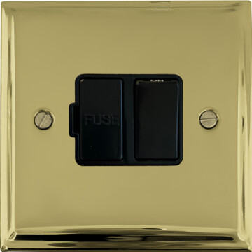deco polished brass switched fused spur (black switch) front fc20825