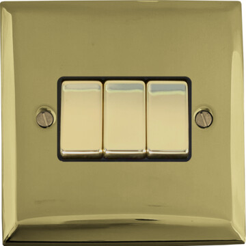 spectrum polished brass light switch (3 gang/brass switches) front fc20825