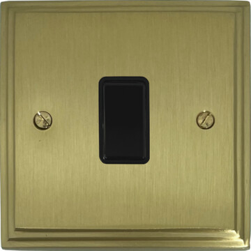 victorian cast satin brass light switch (1 gang/black switch) front fc20825