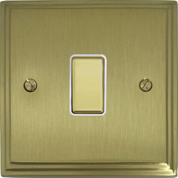victorian cast satin brass light switch (1 gang/brass switch/white inserts) front fc20825