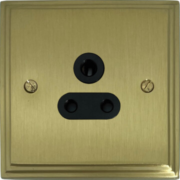 victorian cast satin brass 5a 3 pin socket (black insert) front fc20825