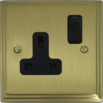 victorian cast satin brass single socket (black switch) front fc20825