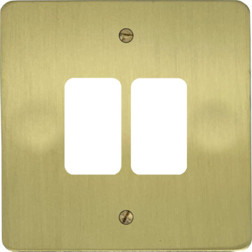 Flat Satin Brass Grid Switch (2 Gang)