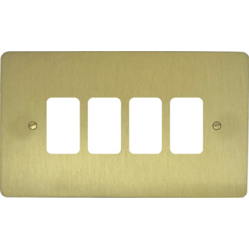Flat Satin Brass Grid Switch (4 Gang)