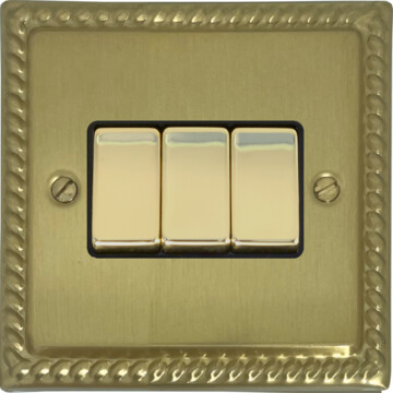 monarch satin brass light switch (3 gang/brass switches) front fc20825