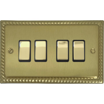 monarch satin brass light switch (4 gang/brass switches) front fc20825