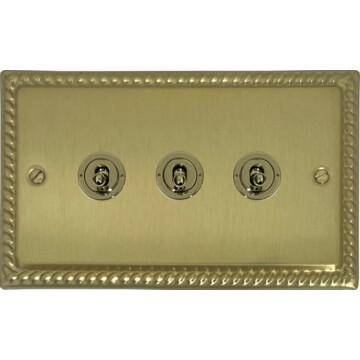 monarch satin brass toggle switch (3 gang) front fc20825
