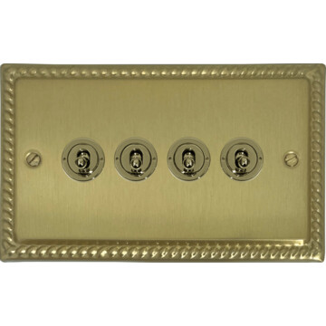 monarch satin brass toggle switch (4 gang) front fc20825