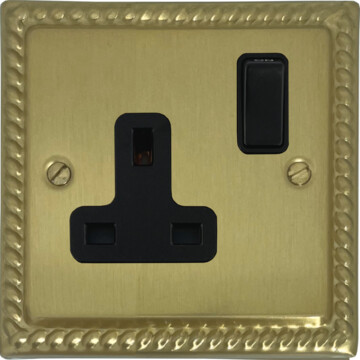 monarch satin brass single socket (black switch) front fc20825