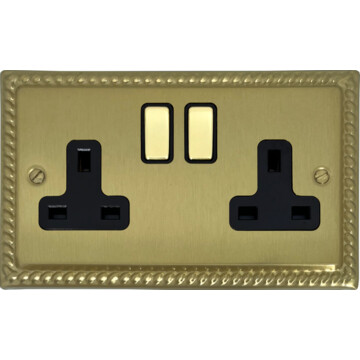 monarch satin brass double socket (brass switch) front fc20825