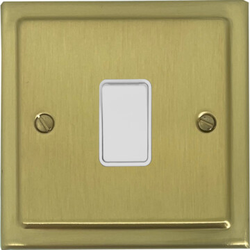 trimline satin brass light switch (1 gang/white switch) front fc20825