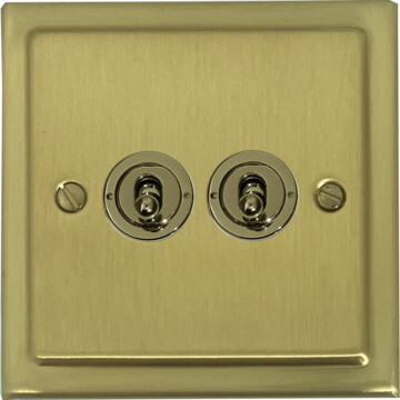 trimline satin brass toggle switch (2 gang) front fc20825
