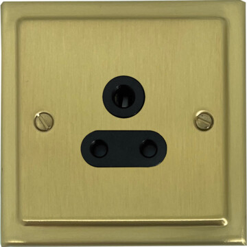 trimline satin brass 5a 3 pin socket (black insert) front fc20825