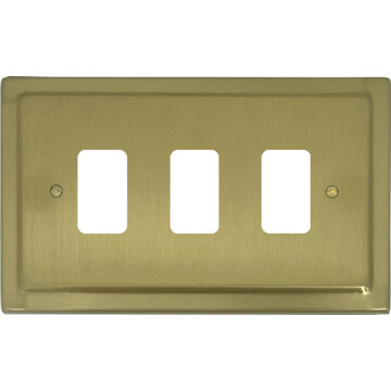 Victorian Satin Brass Grid Switch (3 Gang)