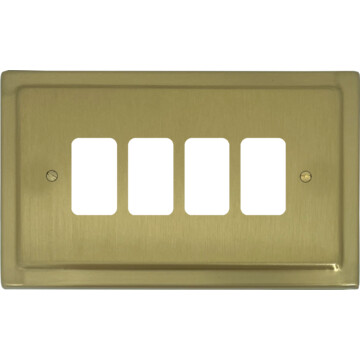 Victorian Satin Brass Grid Switch (4 Gang)