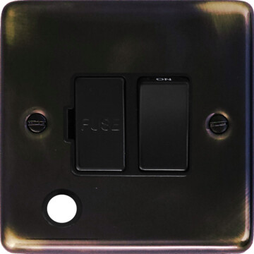 contour aged switched fused spur with flex outlet (black switch) front fc20825