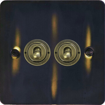 flat aged brass toggle switch (2 gang) front fc20825