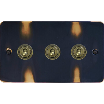 flat aged brass toggle switch (3 gang) front fc20825