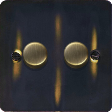 flat aged brass led dimmer (2 gang) front fc20825
