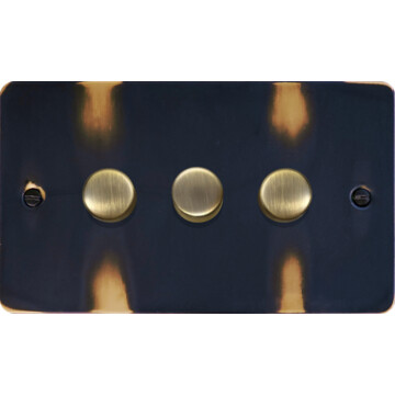 flat aged brass led dimmer (3 gang) front fc20825