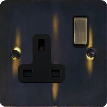 flat aged brass single socket (antique brass switch) front fc20825