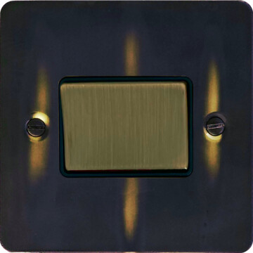 flat aged brass fan isolator switch (black insert/antique brass switch) front fc20825