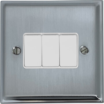 deco satin chrome light switch (3 gang/white switch) front fc20825