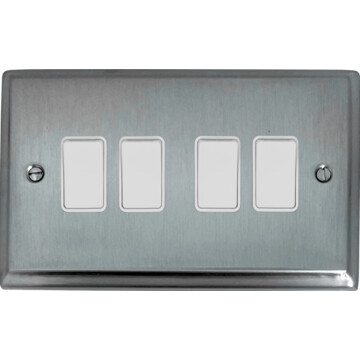 deco satin chrome light switch (4 gang/white switch) front fc20825