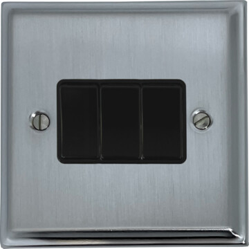 deco satin chrome light switch (3 gang/black switch) front fc20825